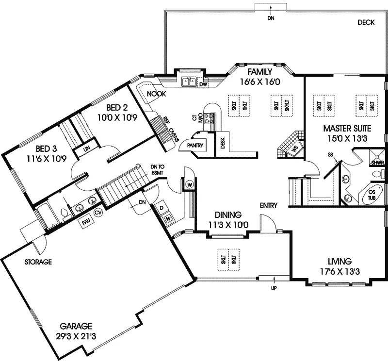 Traditional House Plan First Floor - Johannes Country Home 085D-0483 - Search House Plans and More