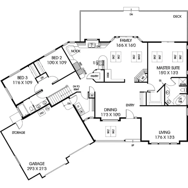 Ranch House Plan First Floor - Johannes Country Home 085D-0483 - Search House Plans and More