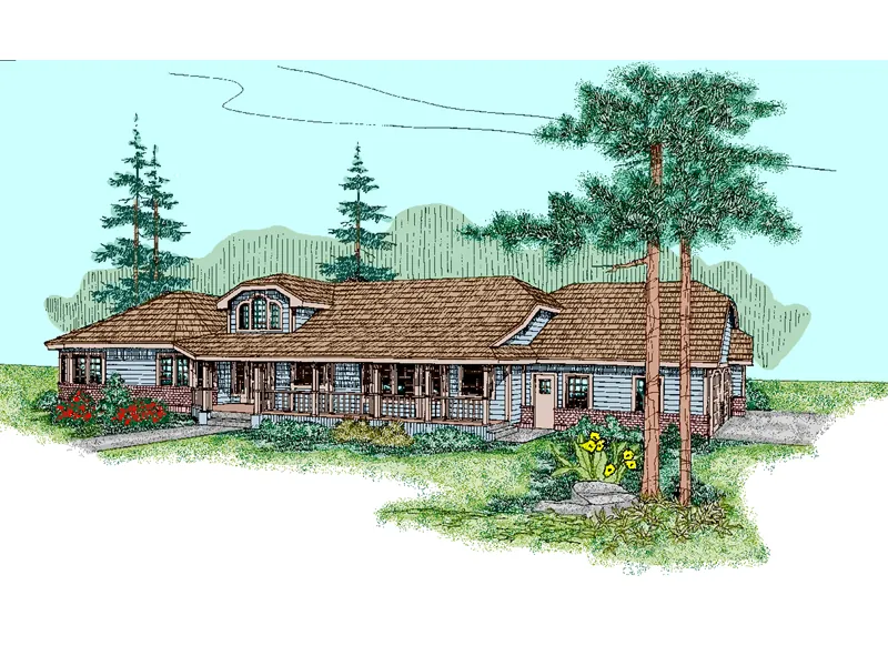 Ranch House Plan Front of Home - Burdett Country Home 085D-0484 - Search House Plans and More