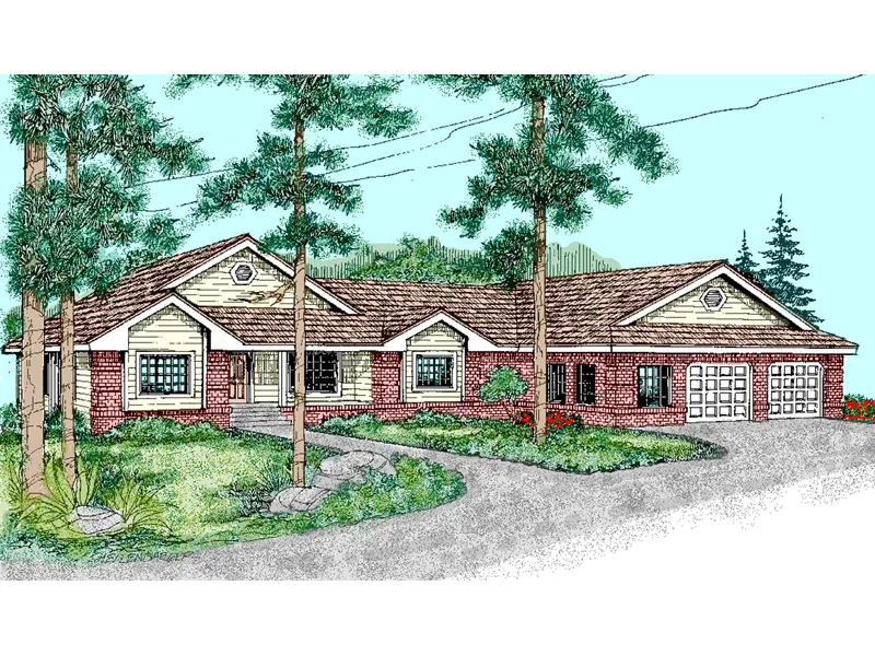 Ranch House Plan Front of Home - Tealcrest Contemporary Home 085D-0485 - Shop House Plans and More