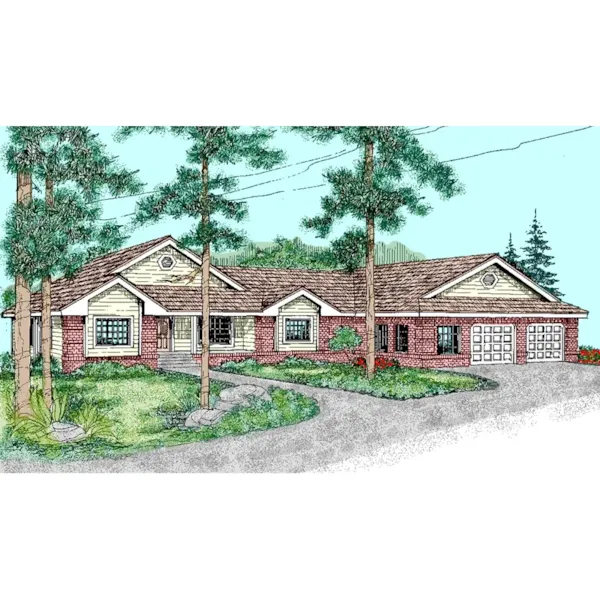 Ranch House Plan Front of Home - Tealcrest Contemporary Home 085D-0485 - Shop House Plans and More