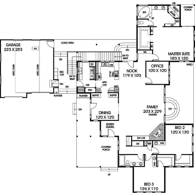 Contemporary House Plan First Floor - Bartolino Modern Home 085D-0489 - Search House Plans and More