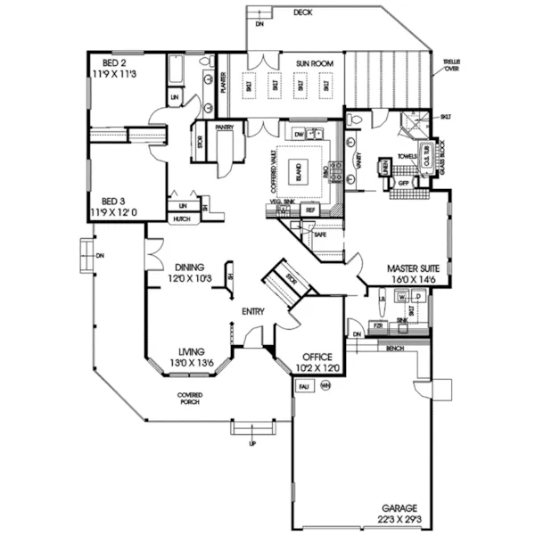 Country House Plan First Floor - Gerald Place Ranch Home 085D-0494 - Search House Plans and More