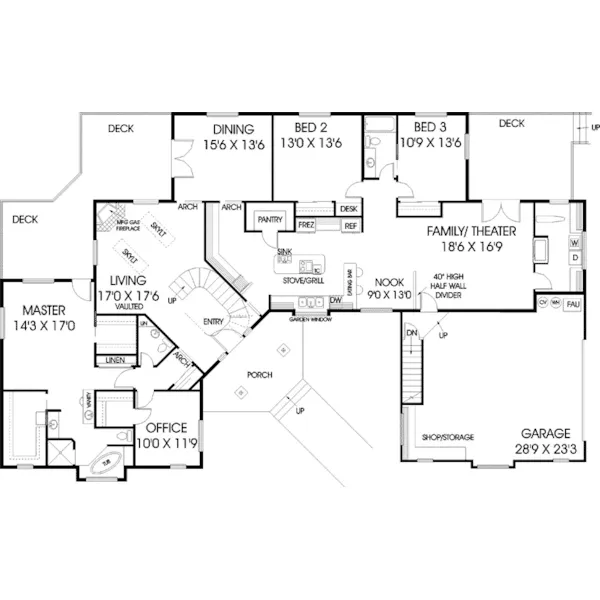 Traditional House Plan First Floor - Pringle Tudor Home 085D-0495 - Shop House Plans and More