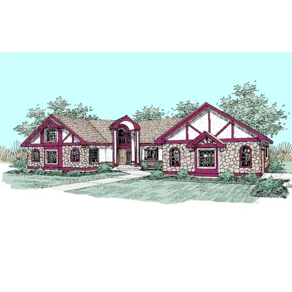 Traditional House Plan Front of Home - Pringle Tudor Home 085D-0495 - Shop House Plans and More