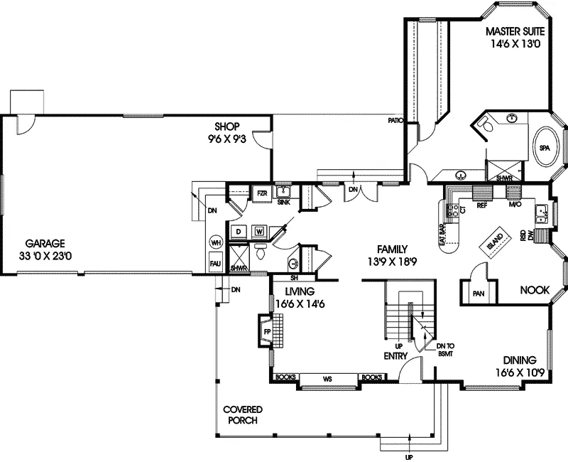 Luxury House Plan First Floor - Mollette Rustic Modern Home 085D-0498 - Shop House Plans and More