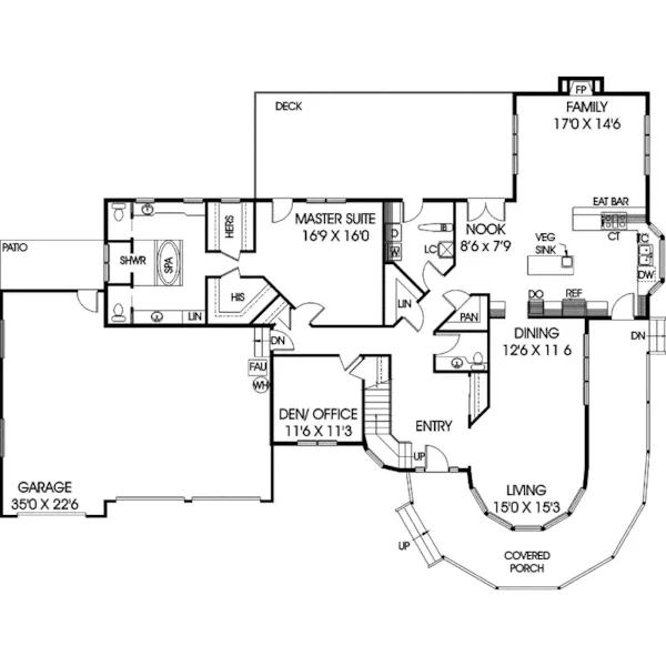 Farmhouse Plan First Floor - Sungrove Victorian Home 085D-0499 - Shop House Plans and More