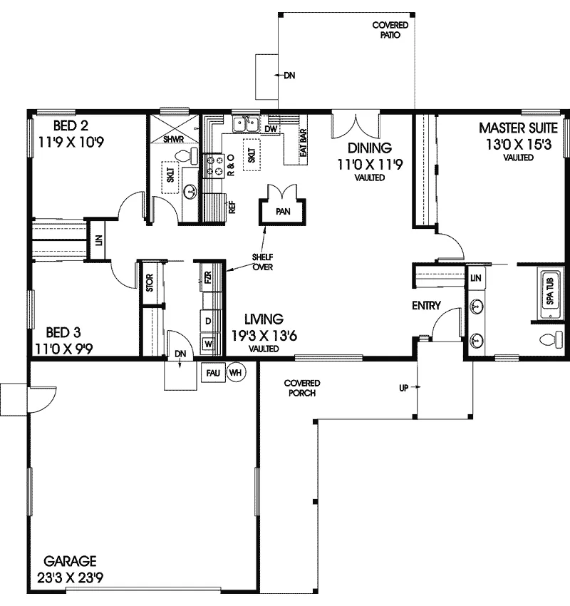 Country House Plan First Floor - Gambrill Garden Ranch Home 085D-0500 - Search House Plans and More