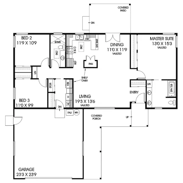 Traditional House Plan First Floor - Gambrill Garden Ranch Home 085D-0500 - Search House Plans and More