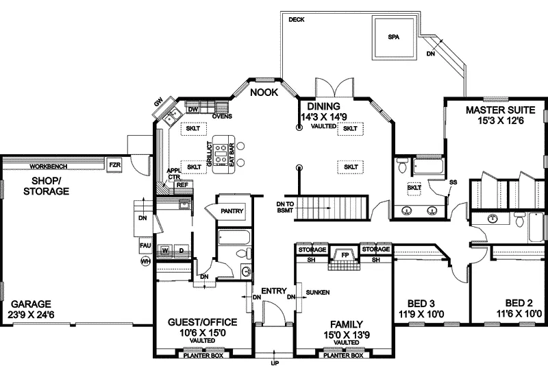 European House Plan First Floor - Brownstone Luxury European Home 085D-0501 - Search House Plans and More