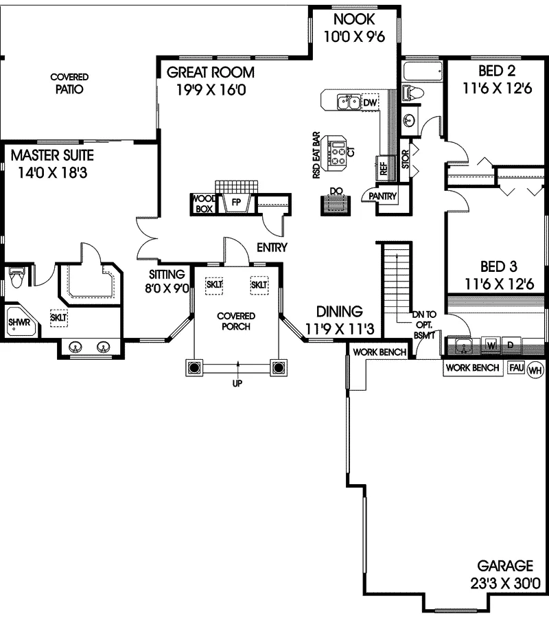Ranch House Plan First Floor - Cannonbury Country Home 085D-0504 - Search House Plans and More