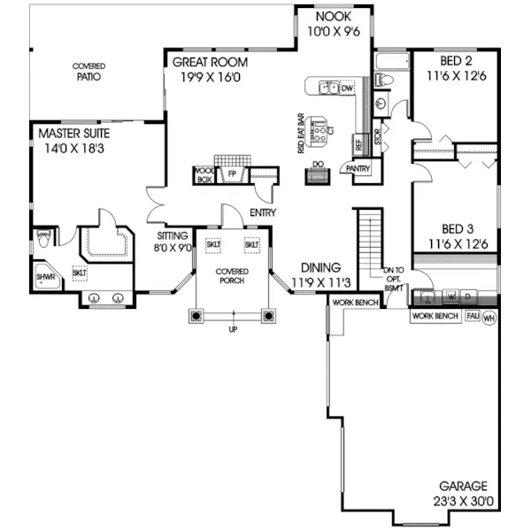 Craftsman House Plan First Floor - Cannonbury Country Home 085D-0504 - Search House Plans and More