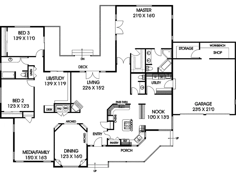 Ranch House Plan First Floor - Charlton Ranch Home 085D-0506 - Search House Plans and More