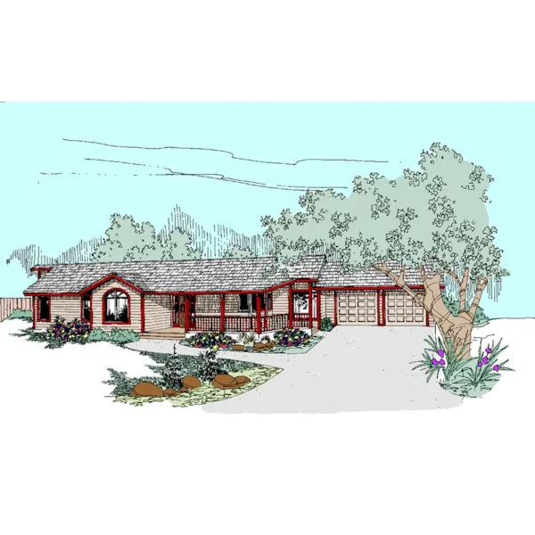 Ranch House Plan Front of Home - Charlton Ranch Home 085D-0506 - Search House Plans and More