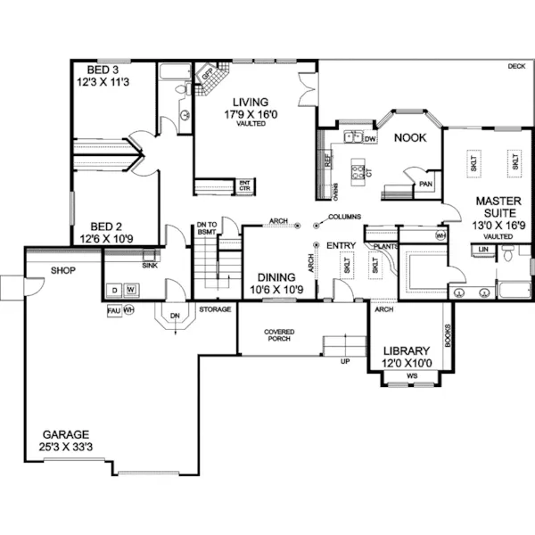 Traditional House Plan First Floor - Timothyridge Country Ranch Home 085D-0509 - Shop House Plans and More