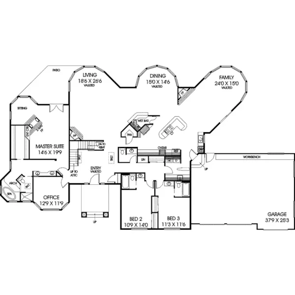 Traditional House Plan First Floor - Curran Luxury Ranch Home 085D-0510 - Search House Plans and More