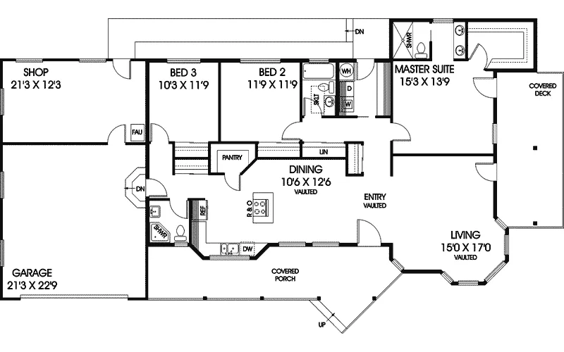 Traditional House Plan First Floor - Hollymont Country Ranch Home 085D-0513 - Search House Plans and More