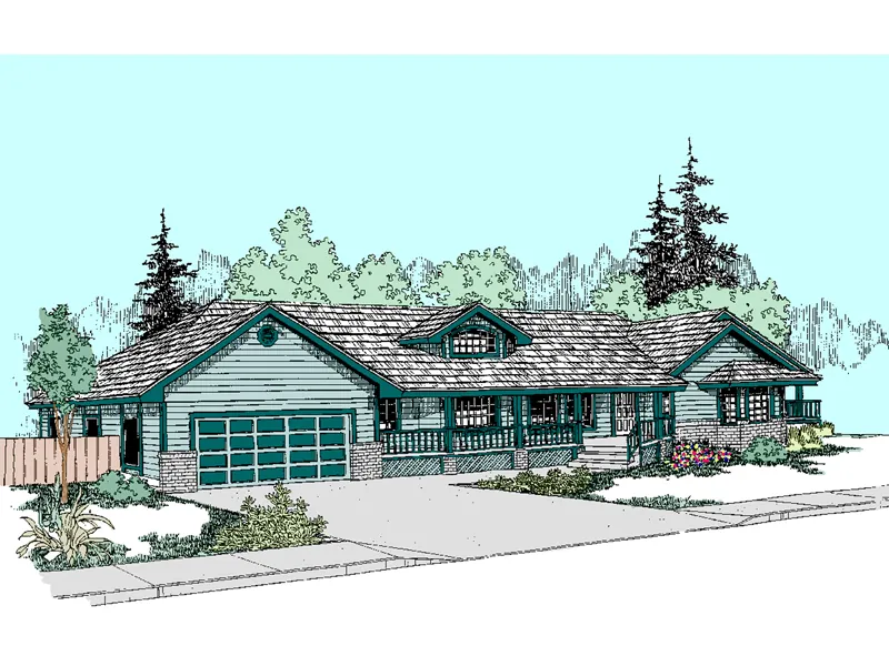 Traditional House Plan Front of Home - Hollymont Country Ranch Home 085D-0513 - Search House Plans and More