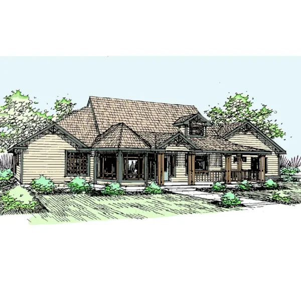 Acadian House Plan Front of Home - Timberbridge Ranch Home 085D-0515 - Shop House Plans and More