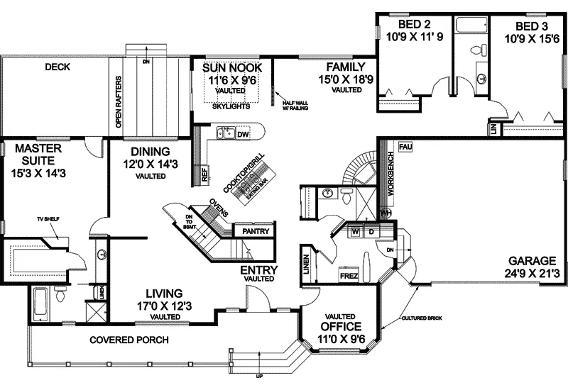 Country House Plan First Floor - Cezanne Ranch Home 085D-0516 - Search House Plans and More