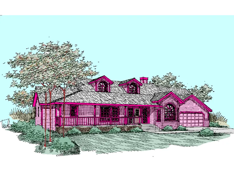 Country House Plan Front of Home - Cezanne Ranch Home 085D-0516 - Search House Plans and More