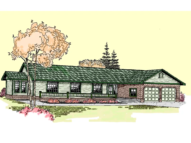 Traditional House Plan Front of Home - Honeywood Country Ranch Home 085D-0517 - Search House Plans and More