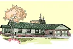 Traditional House Plan Front of Home - Honeywood Country Ranch Home 085D-0517 - Search House Plans and More