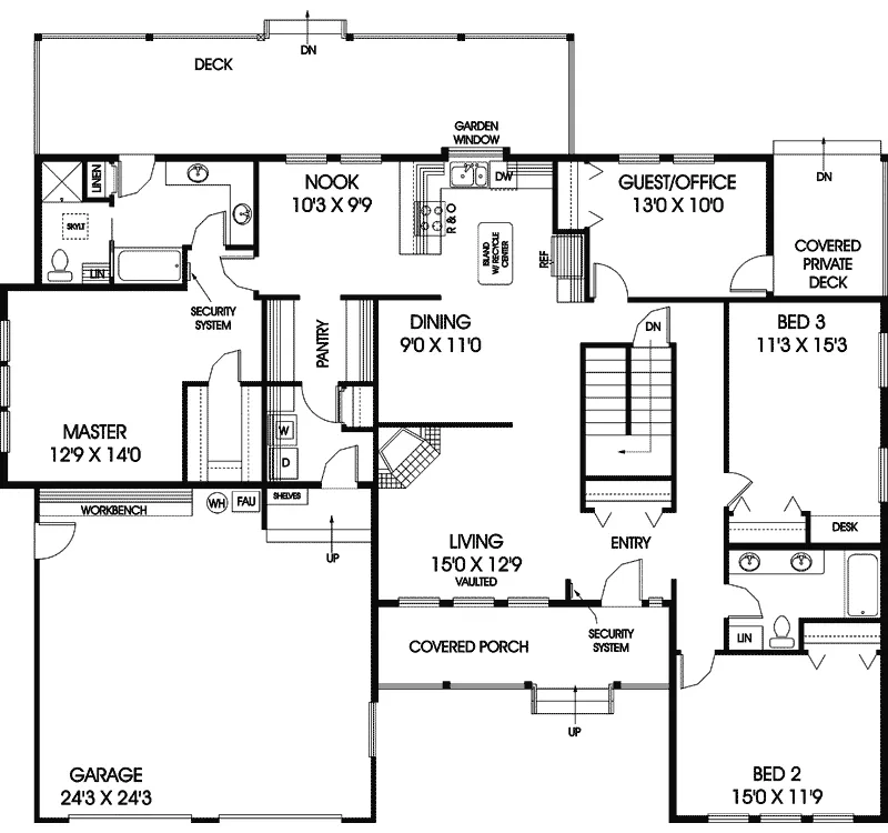 Ranch House Plan First Floor - Leasburg Country Ranch Home 085D-0519 - Shop House Plans and More