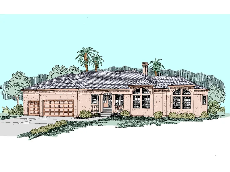 Contemporary House Plan Front of Home - Italia Palm Mediterranean Home 085D-0520 - Search House Plans and More