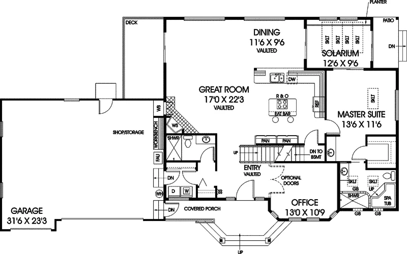 Craftsman House Plan First Floor - Silvana Contemporary Home 085D-0522 - Shop House Plans and More