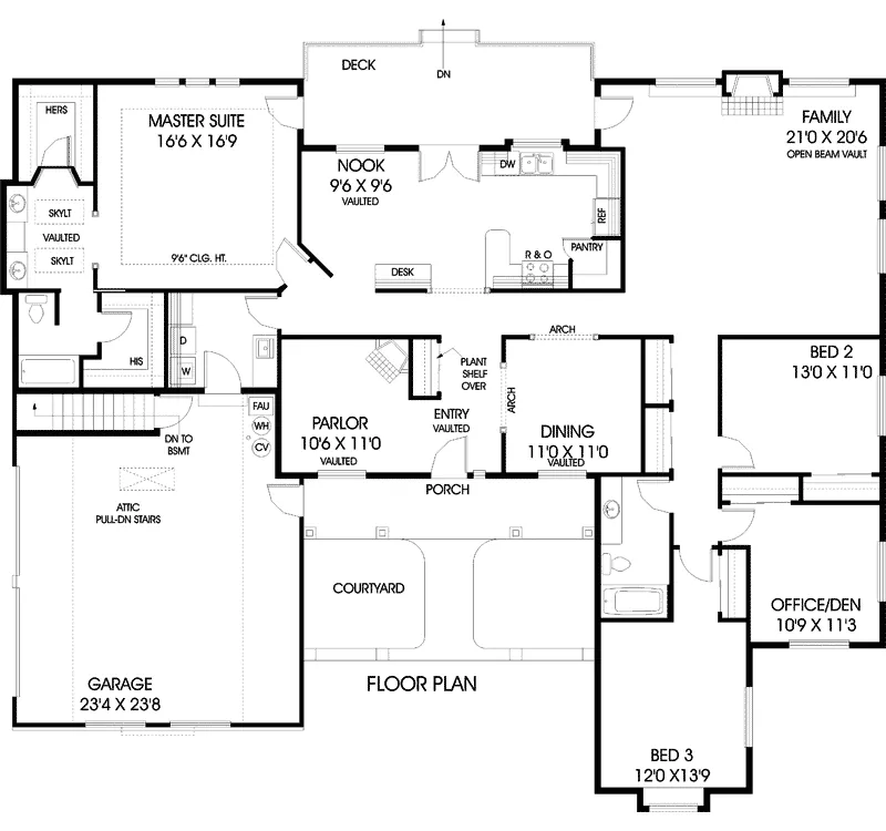 Traditional House Plan First Floor - Onesto Point Inviting Ranch Home 085D-0524 - Shop House Plans and More