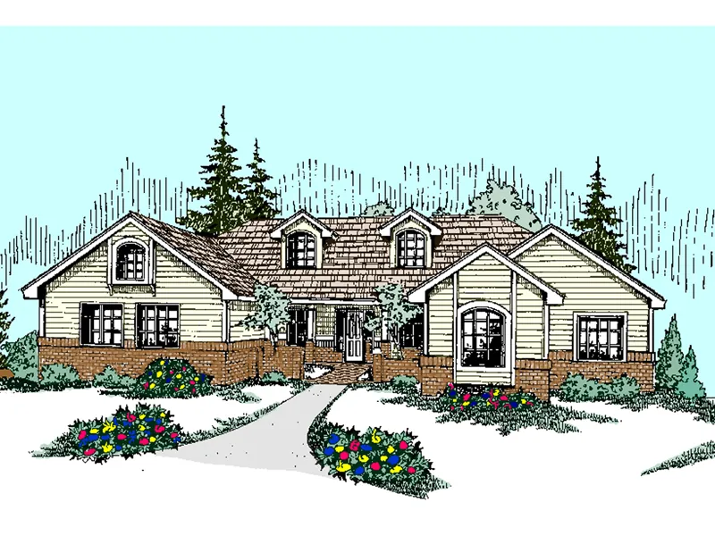 Traditional House Plan Front of Home - Onesto Point Inviting Ranch Home 085D-0524 - Shop House Plans and More