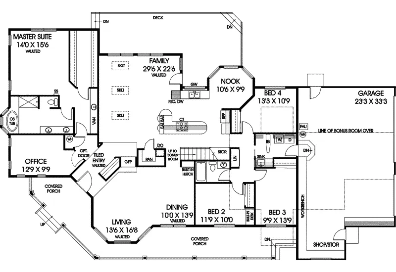 Colonial House Plan First Floor - Camden Point Colonial Home 085D-0527 - Search House Plans and More