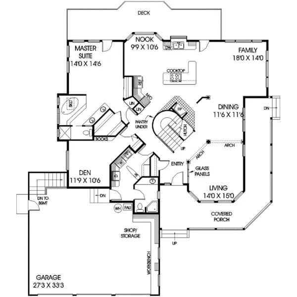 Farmhouse Plan First Floor - Turnberry Ridge Traditional Home 085D-0528 - Shop House Plans and More