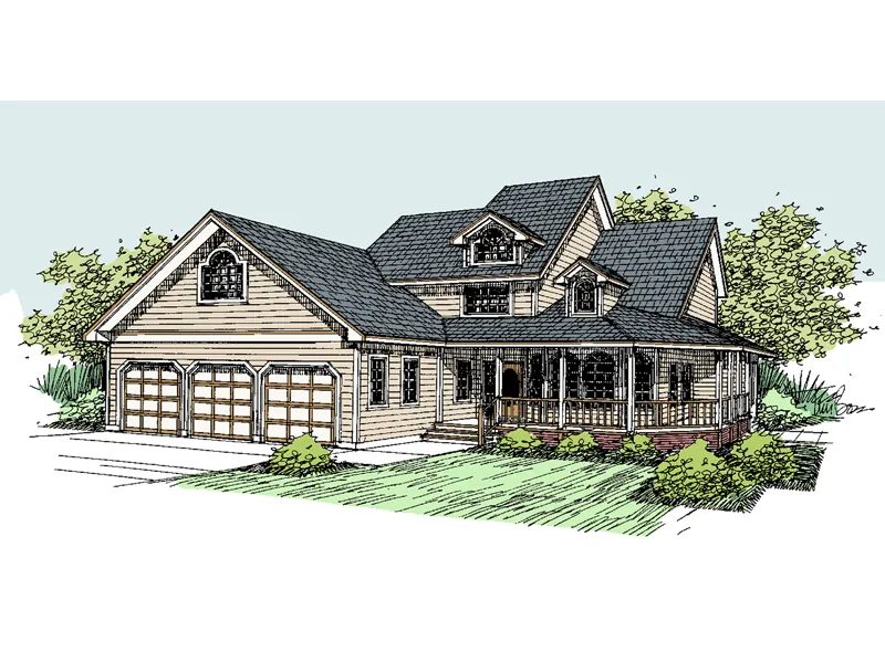 Country House Plan Front of Home - Turnberry Ridge Traditional Home 085D-0528 - Shop House Plans and More
