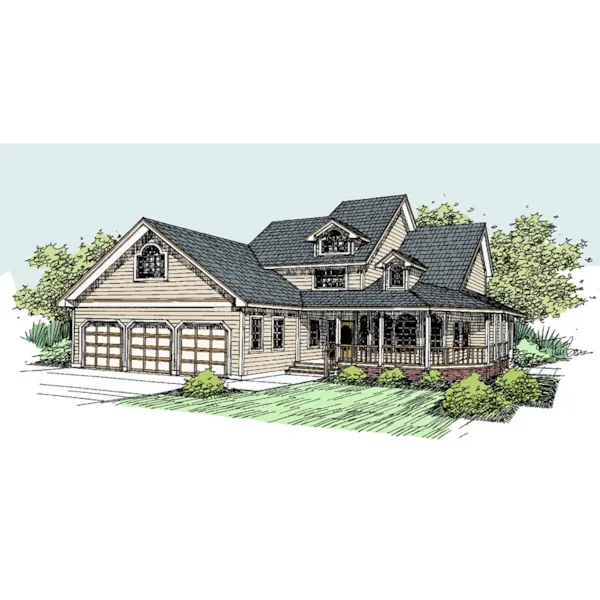 Farmhouse Plan Front of Home - Turnberry Ridge Traditional Home 085D-0528 - Shop House Plans and More