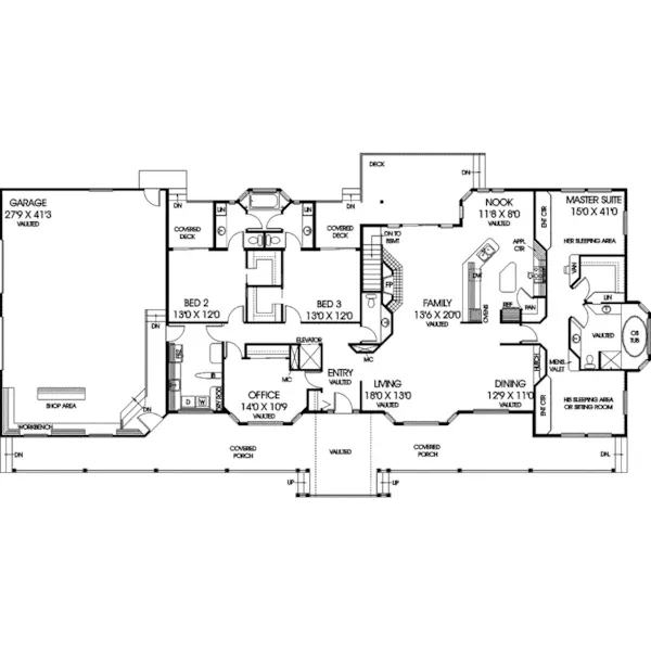 Waterfront House Plan First Floor - Robyn Park Rustic Ranch Home 085D-0536 - Shop House Plans and More