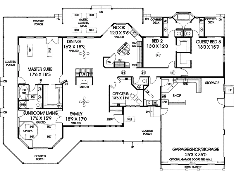 Contemporary House Plan First Floor - Mirandy Contemporary Farmhouse 085D-0537 - Shop House Plans and More