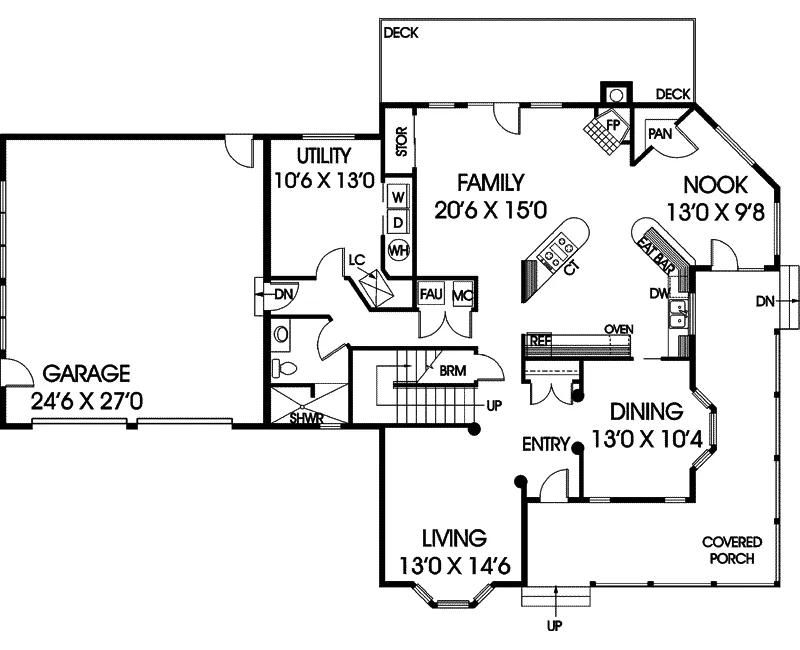 Traditional House Plan First Floor - Clifton Heights Craftsman Home 085D-0539 - Search House Plans and More