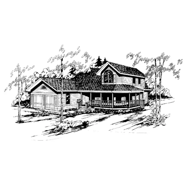 Farmhouse Plan Front of Home - Hornbrook Hill Country Home 085D-0542 - Search House Plans and More