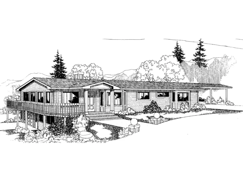 Ranch House Plan Front of Home - Bear Creek Ranch Home 085D-0543 - Search House Plans and More