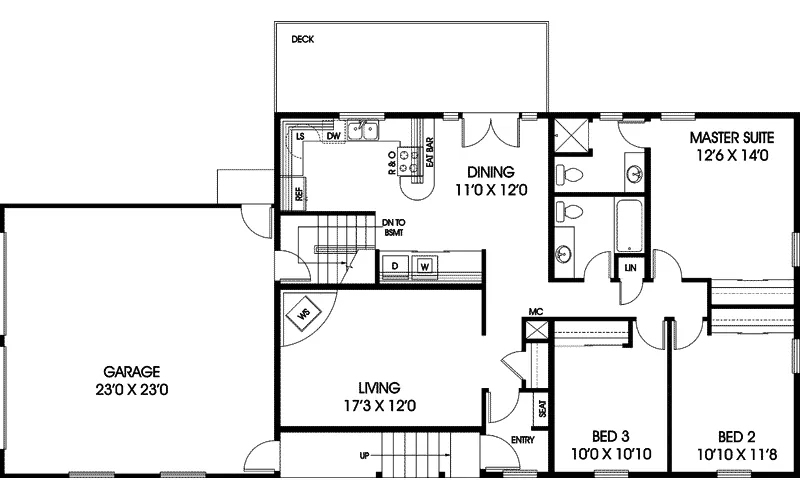 Contemporary House Plan First Floor - Etzkorn Ranch Home 085D-0545 - Search House Plans and More