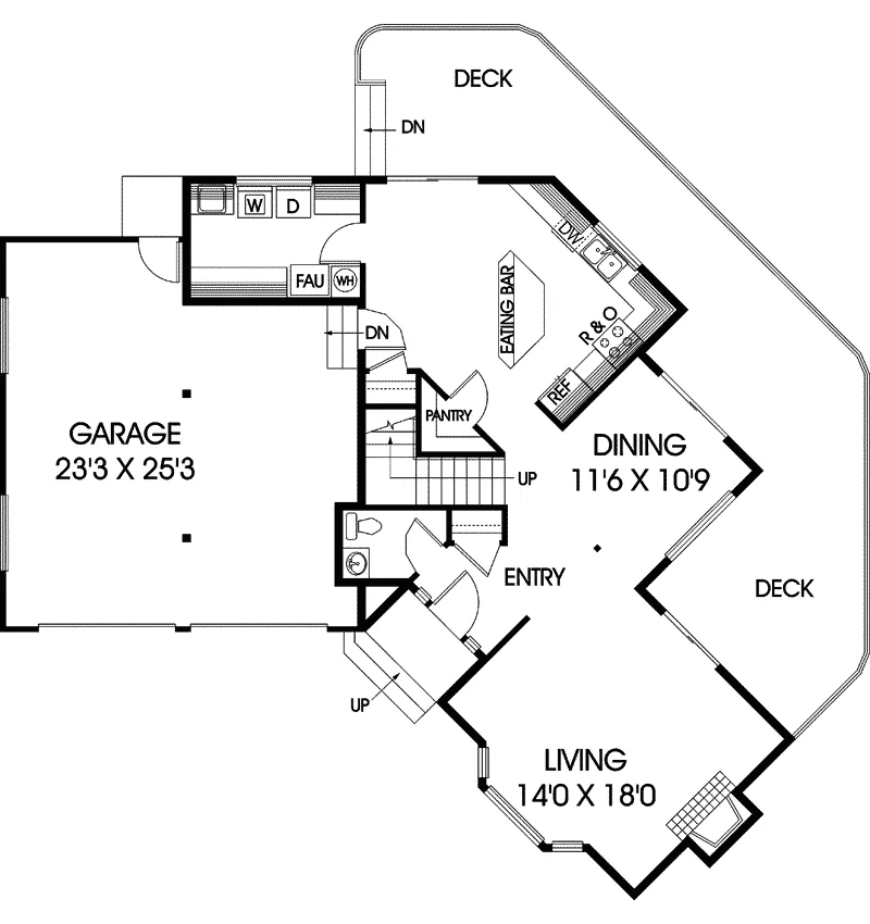 Contemporary House Plan First Floor - Blair Creek Contemporary Home 085D-0546 - Search House Plans and More