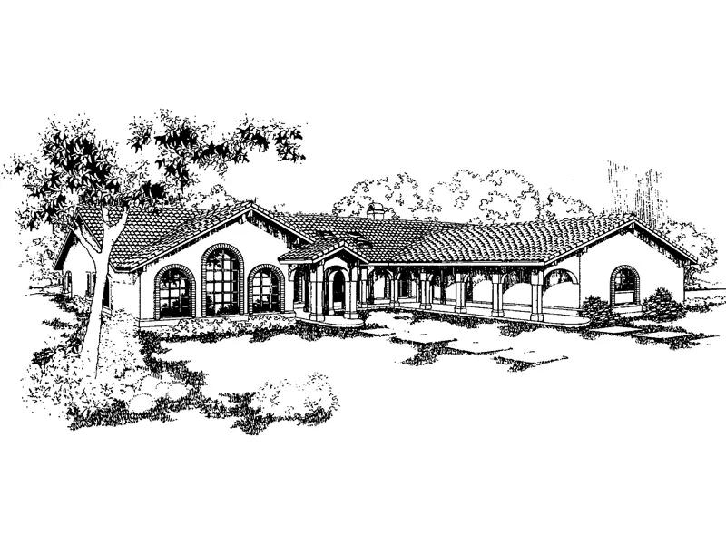 Florida House Plan Front of Home - Clarendon Hill Southwestern Home 085D-0549 - Search House Plans and More