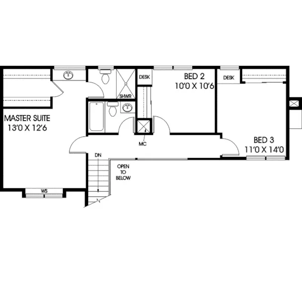 Contemporary House Plan Second Floor - Goodson Craftsman Home 085D-0550 - Search House Plans and More