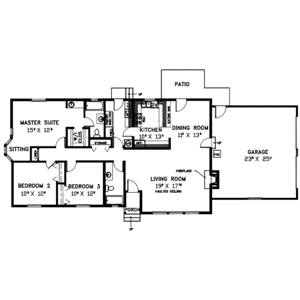 Ranch House Plan First Floor - Turners Oak Ranch Home 085D-0557 - Shop House Plans and More