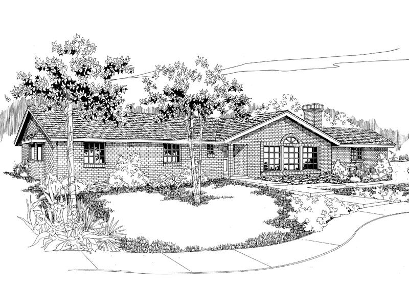 Contemporary House Plan Front of Home - Turners Oak Ranch Home 085D-0557 - Shop House Plans and More