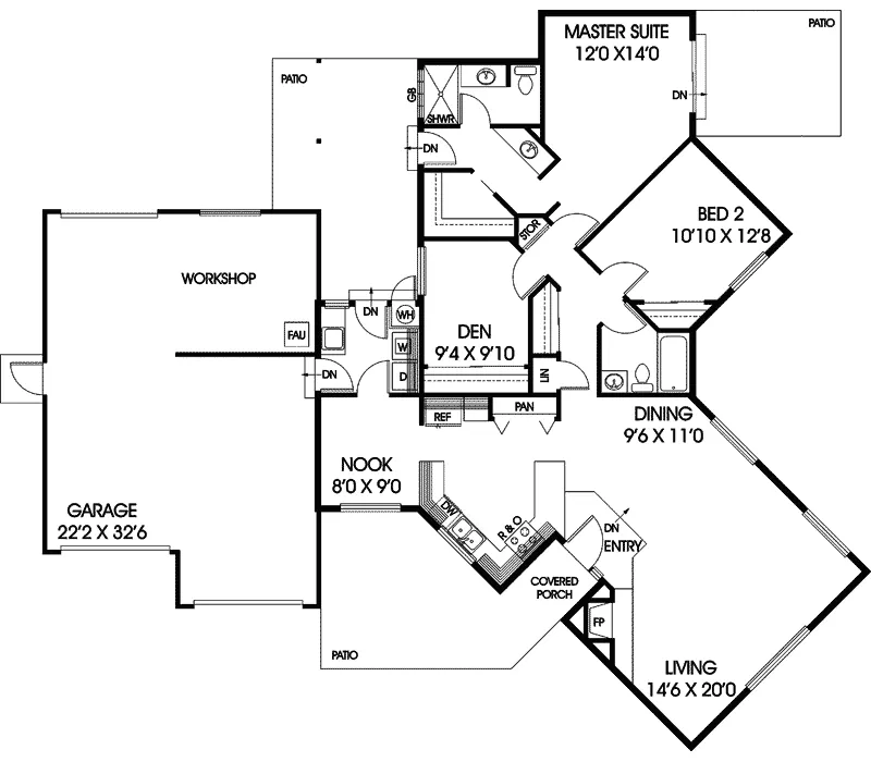 Florida House Plan First Floor - Harriets Bluff Floridian Home 085D-0558 - Search House Plans and More