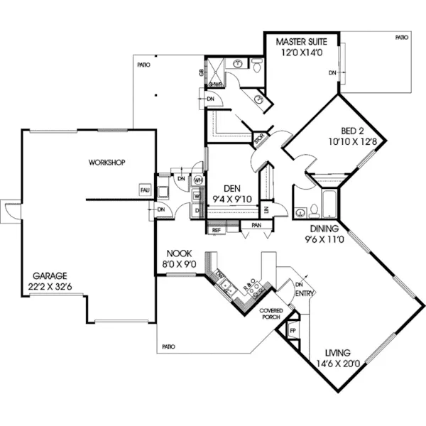 Ranch House Plan First Floor - Harriets Bluff Floridian Home 085D-0558 - Search House Plans and More