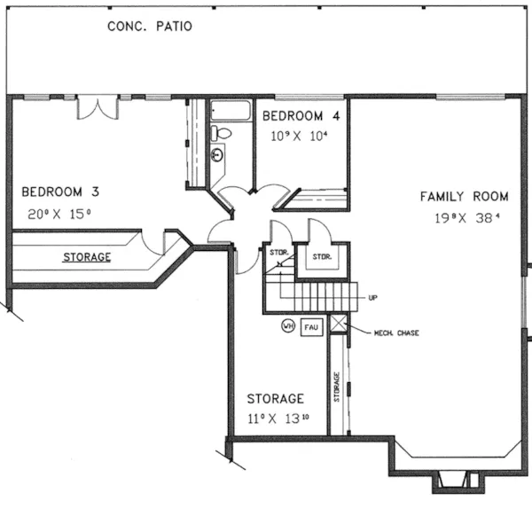 Ranch House Plan Lower Level Floor - Parkland Contemporary Home 085D-0560 - Shop House Plans and More